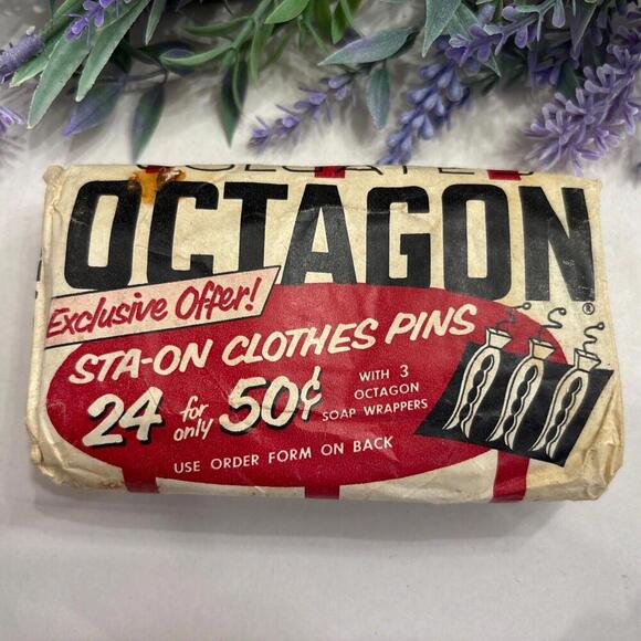 1950’s Vintage Colgates Octagon All Purpose Soap Large Size Discontinued, Coupon - Picture 2 of 8
